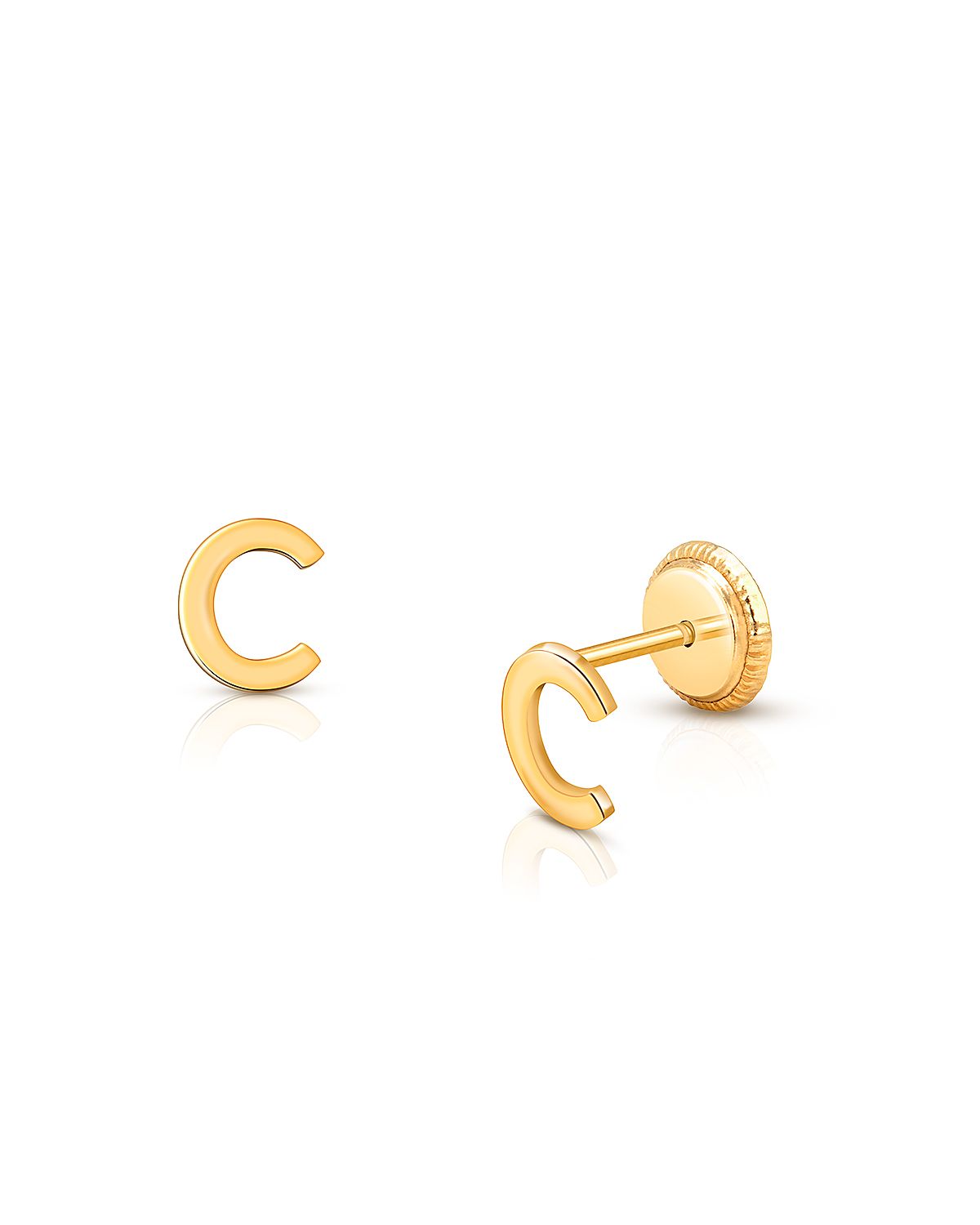 Tiny Blessings Girls' 14K Gold Tiny Initial Studs Screw Back Earrings - Little Kid, Big Kid