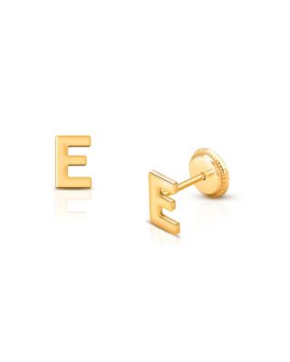 Tiny Blessings Girls&#039; 14K Gold Tiny Initial Studs Screw Back Earrings - Baby, Little Kid, Big Kid