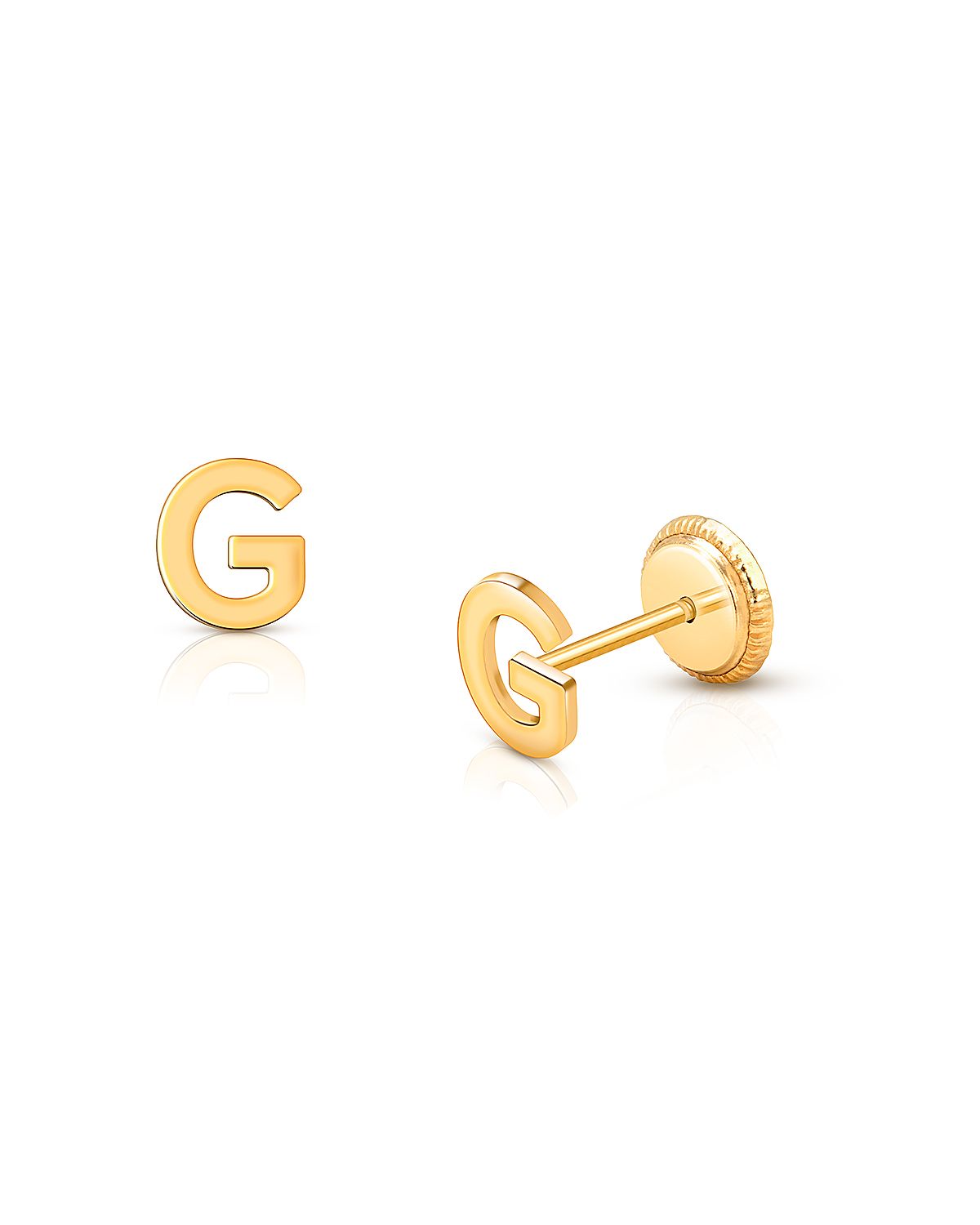 Tiny Blessings Girls' 14K Gold Tiny Initial Studs Screw Back Earrings - Little Kid, Big Kid