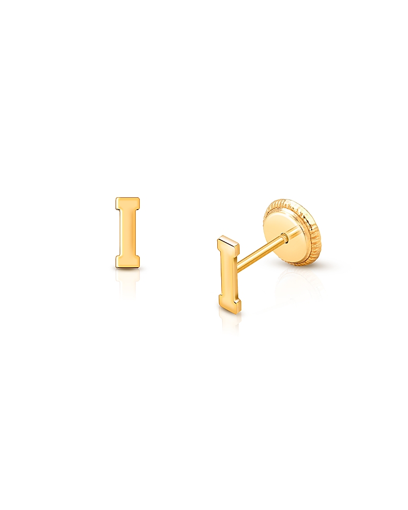 Tiny Blessings Girls' 14k Gold Tiny Initial Studs Screw Back Earrings - Baby, Little Kid, Big Kid In K Gold - I