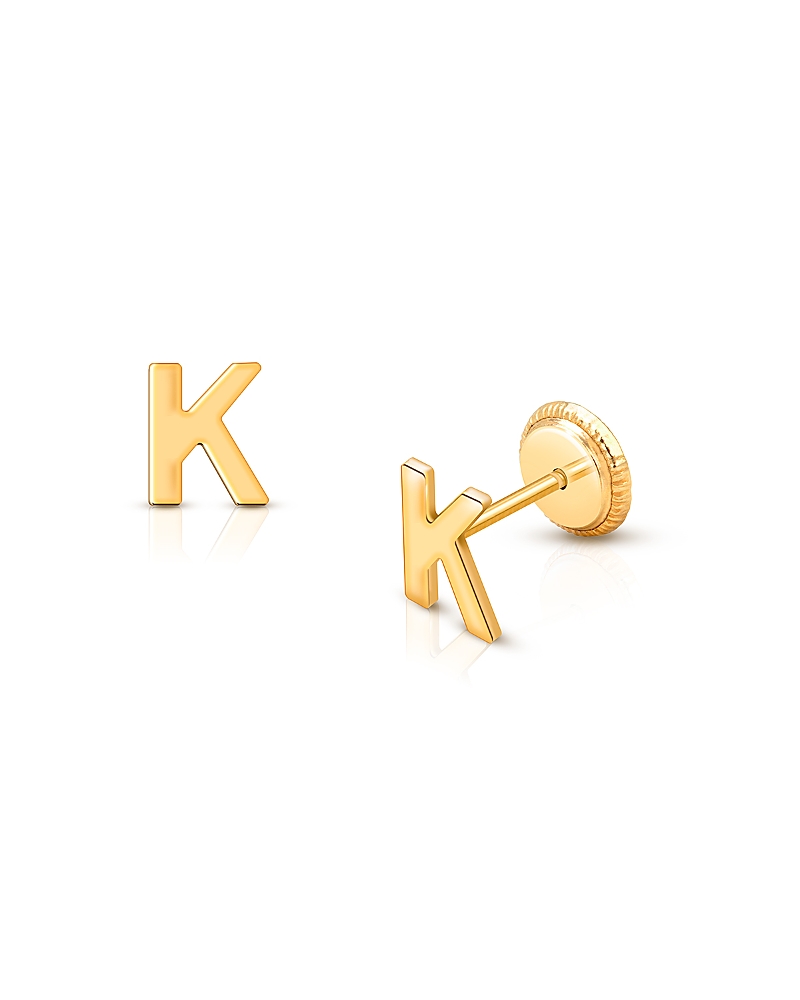 Tiny Blessings Girls' 14k Gold Tiny Initial Studs Screw Back Earrings - Baby, Little Kid, Big Kid In K Gold - K