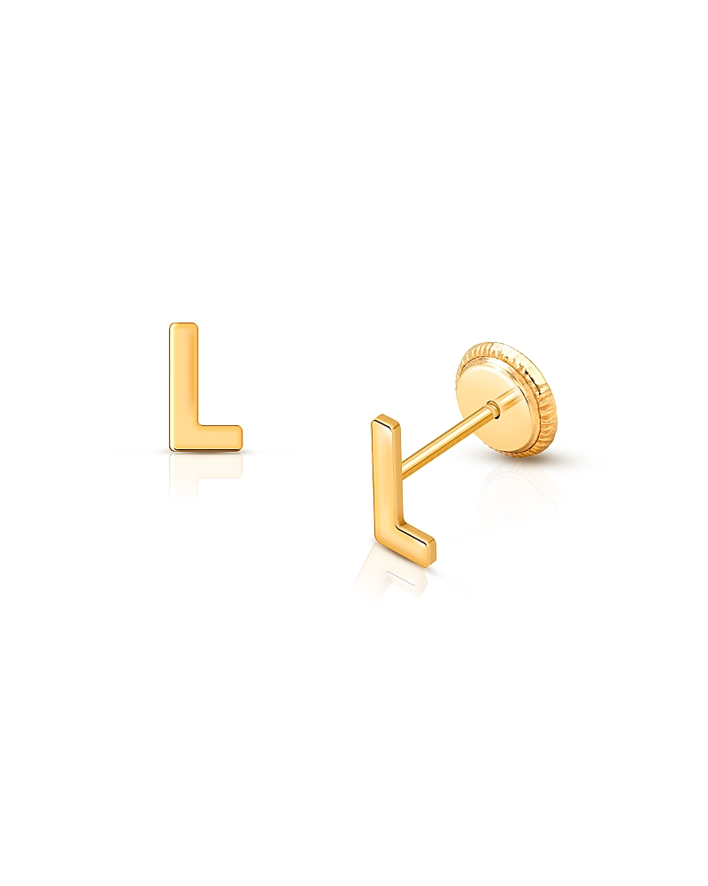 Shop Tiny Blessings Girls' 14k Gold Tiny Initial Studs Screw Back Earrings - Little Kid, Big Kid In K Gold - L