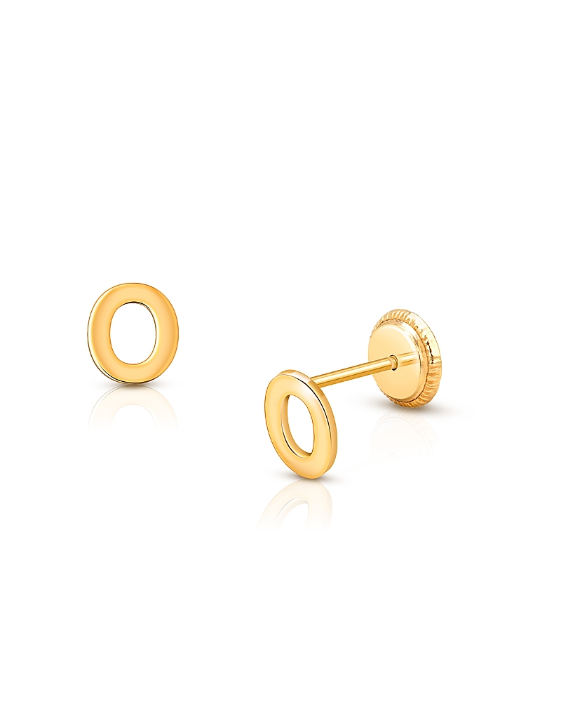 Tiny Blessings Girls' 14k Gold Tiny Initial Studs Screw Back Earrings - Baby, Little Kid, Big Kid In K Gold - O