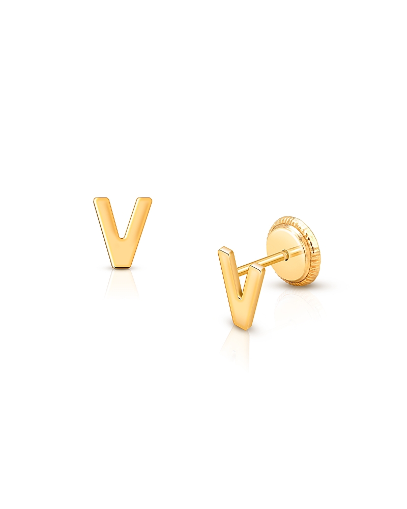 Tiny Blessings Girls' 14k Gold Tiny Initial Studs Screw Back Earrings - Baby, Little Kid, Big Kid In K Gold - V