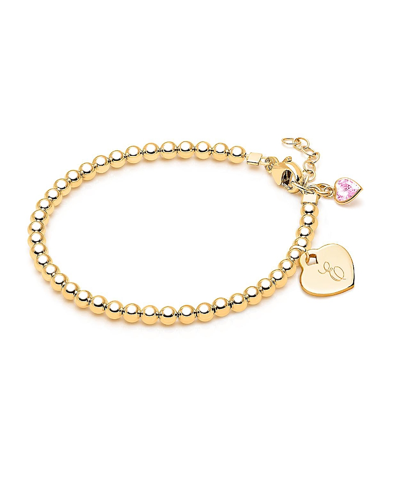 Shop Tiny Blessings Girls' 14k Gold 3mm Beads & Diamond Initial 5.25" Bracelet - Children In K Gold - E