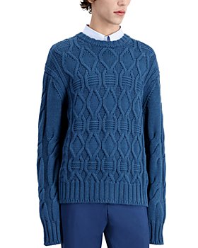 The Kooples - Double Torsade Wool Cable Knit Comfort Fit Crewneck Sweater