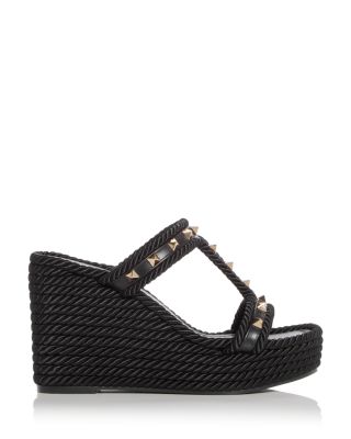 Women's Rockstud Espadrille Platform Wedge Sandals 