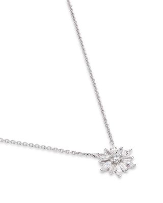 Diamond Starburst Pendant Necklace in 14K White Gold, 0.45 tcw, 18"-XX"