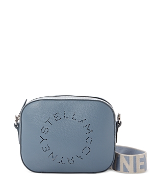 Shop Stella Mccartney Logo Small Camera Bag In Blue Gray
