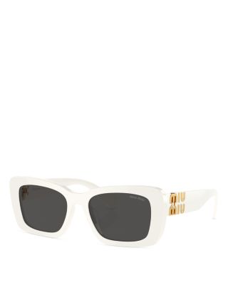 Miu Miu Rectangle Sunglasses, 53mm In White/gray Solid