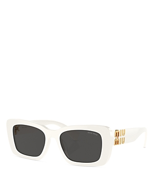 Shop Miu Miu Rectangle Sunglasses, 53mm In White/gray Solid