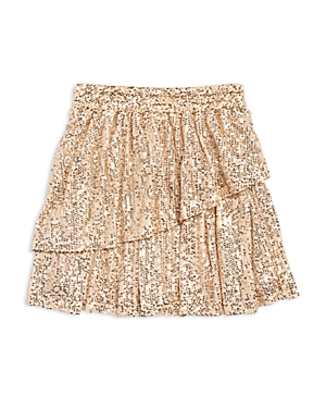 Aqua Girls' Asymmetrical Tiered Sequin Skirt, Little Kid, Big Kid - 100% Exclusive In Gold