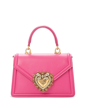 Dolce & Gabbana Leather Devotion Shoulder Bag In Dark Pink