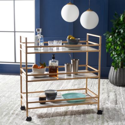 Safavieh - Ingrid 3 Tier Gold Rectangle Bar Cart