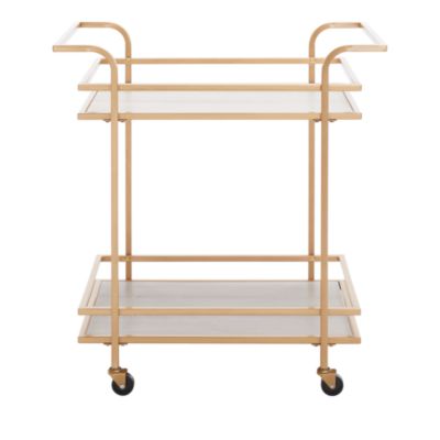Lameris 2 Tier Matte Gold Bar Cart with Handles