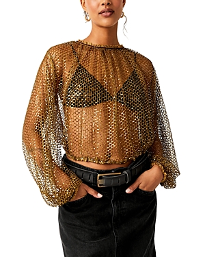 Free People Sparks Fly Sequin Mesh Top
