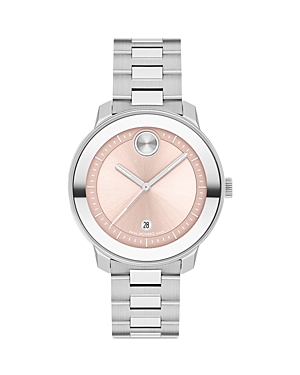 Movado Women's Bold Verso Swiss Quartz Silver-tone Stainless Steel Watch 38mm In Pink/silver