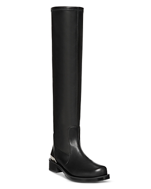 Stuart Weitzman Mercer Bold Sw Logo Slouch Boot Knee-high In Black
