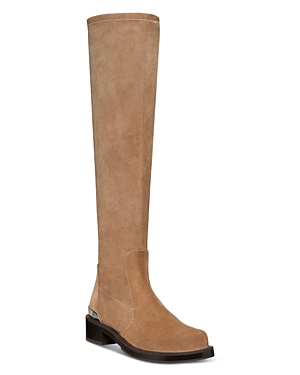 Shop Stuart Weitzman Women's Microbold Logo Slouch Knee High Boots In Khaki