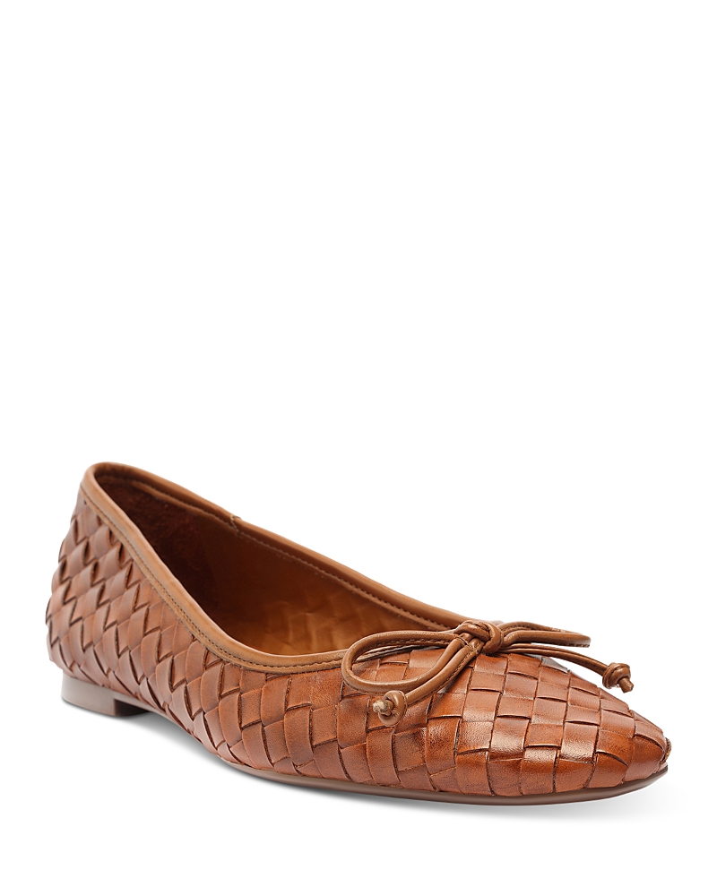 Schutz Arissa Crocodile Embossed Leather Flat In Miele
