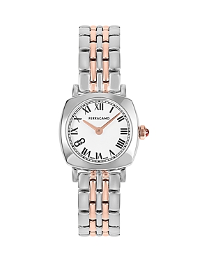 Shop Ferragamo Soft Square Watch, 23mm In White/two-tone