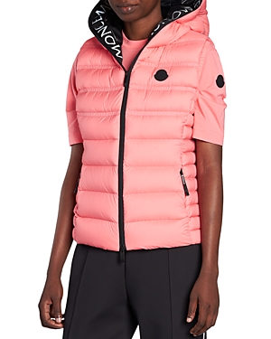 Shop Moncler Aliterse Hooded Quilted Vest In Open Red