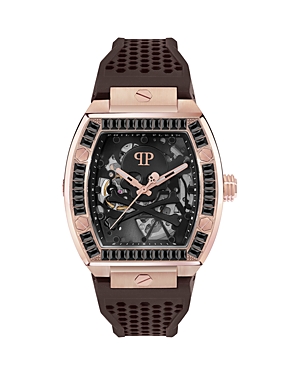 Shop Philipp Plein The $keleton Watch, 44mm In Black/brown