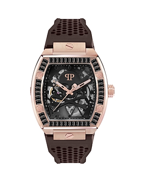 Philipp Plein The Skeleton Crystal-accent 44mm In Black/brown