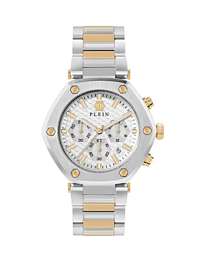 Philipp Plein The Hexagon Chrono Bracelet Watch In White/two-tone