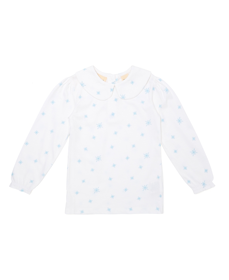 Dotty Dungarees Girls Snowflake Print Peter Pan Collar Top - Baby, Little Kid, Big Kid In Snowflake