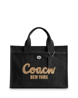 Coach Large Canvas Logo Tote Bag Full Zipper top Gold Accent