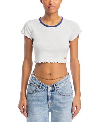 Short Sleeve Lettuce Trim Cropped Tee