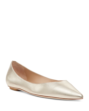 Shop Stuart Weitzman Women's Emilia Pointed Toe Flats In Light Gold