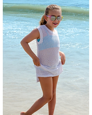 Limeapple Girls' Robin Crochet Cover Up Dress - Big Kid In White