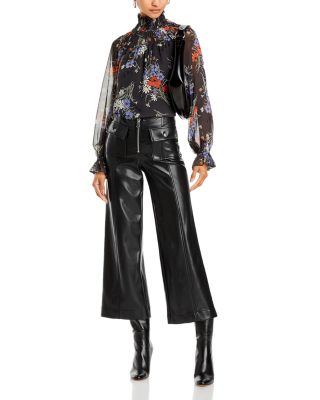 Azure Faux Leather Cropped Pants 