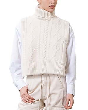Moon River Cable Knit Jumper Waistcoat In Ivory