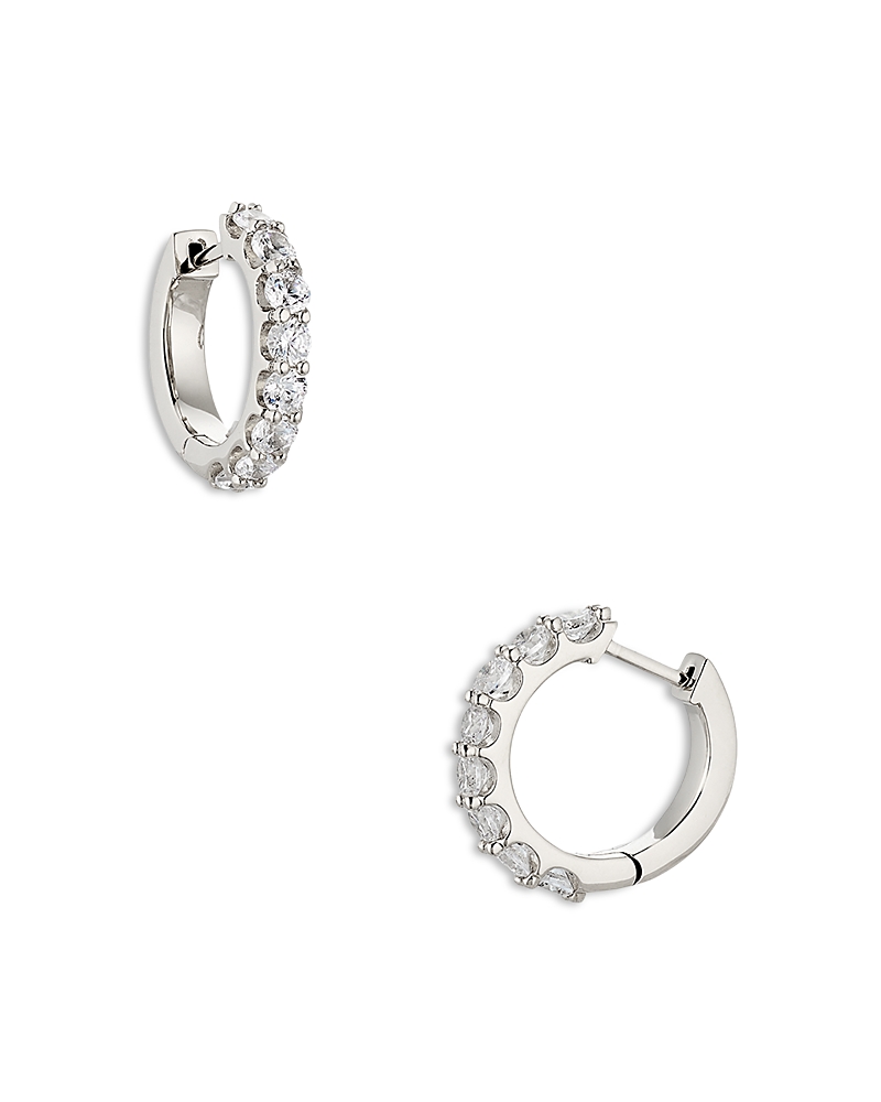 Nadri Huggie Hoop Earrings In 18k Gold Plated Or Rhodium Plated In Silver