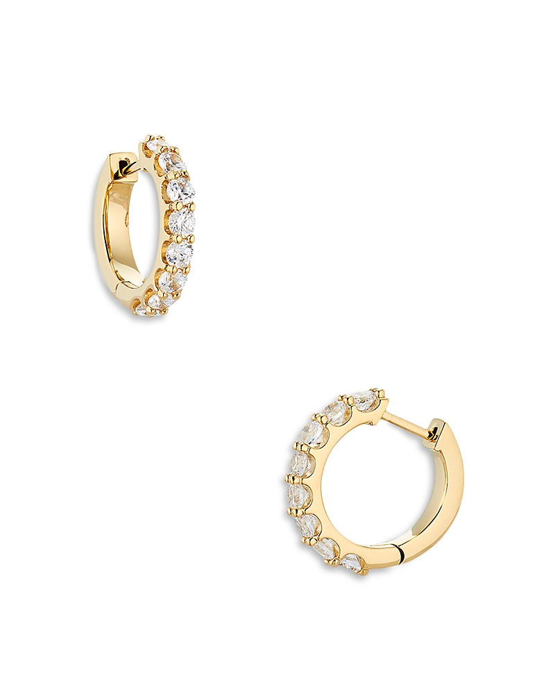 Nadri Huggie Hoop Earrings in 18K Gold Plated or Rhodium Plated