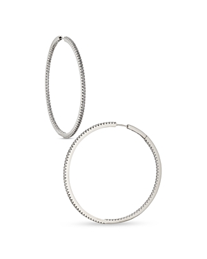 Nadri Inside Out Pave Edge Hoop Earrings in 18K Gold Plated or Rhodium Plated