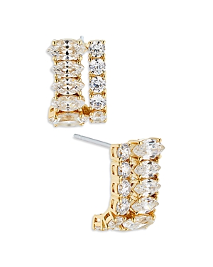 Shop Nadri Mixed Stone J Hoop Earrings In 18k Gold Plated Or Rhodium Plated