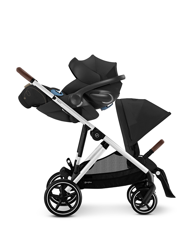 Cybex Gazelle S Single To Double Travel System Stroller + Cloud G Lux Infant Car Seat With Sensorsafe In Moon Black