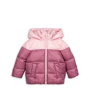 Miles The Label Girls' Colour Block Hooded Puffer Jacket - Baby In Pink