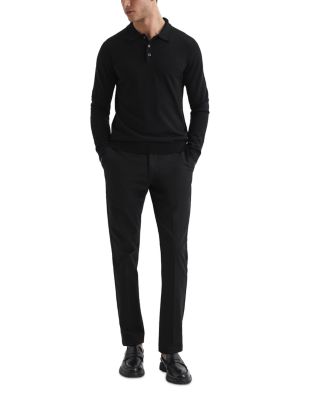 Trafford Merino Wool Slim Fit Long Sleeve Polo Shirt