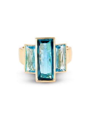 London & Swiss Blue Topaz Ring in 14K Yellow Gold