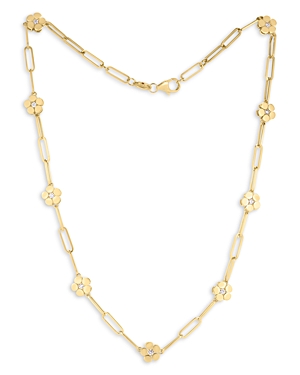 Roberto Coin 18K Yellow Gold Daisy Diamond Station Paperclip Chain Necklace, 16 - 100% Exclusive