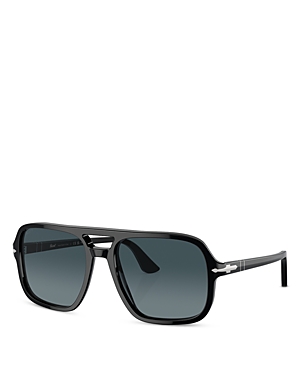 Persol Aviator Sunglasses, 55mm In Black/blue Polarized Gradient