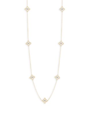 18K Yellow Gold Cialoma Diamond Openwork Flower Statement Necklace, 33"