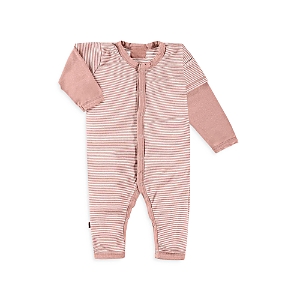 Shop Paigelauren Girls' Stripe Rib Layered Look Coverall - Baby In Soft Pink Stripe