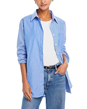 Maison Labiche Out Of Office Cotton Striped Shirt In Pop Patch Blue