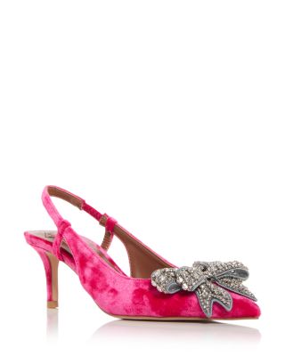 KURT GEIGER LONDON - Women's Belgravia Court Bow Embellished Slingback Pumps